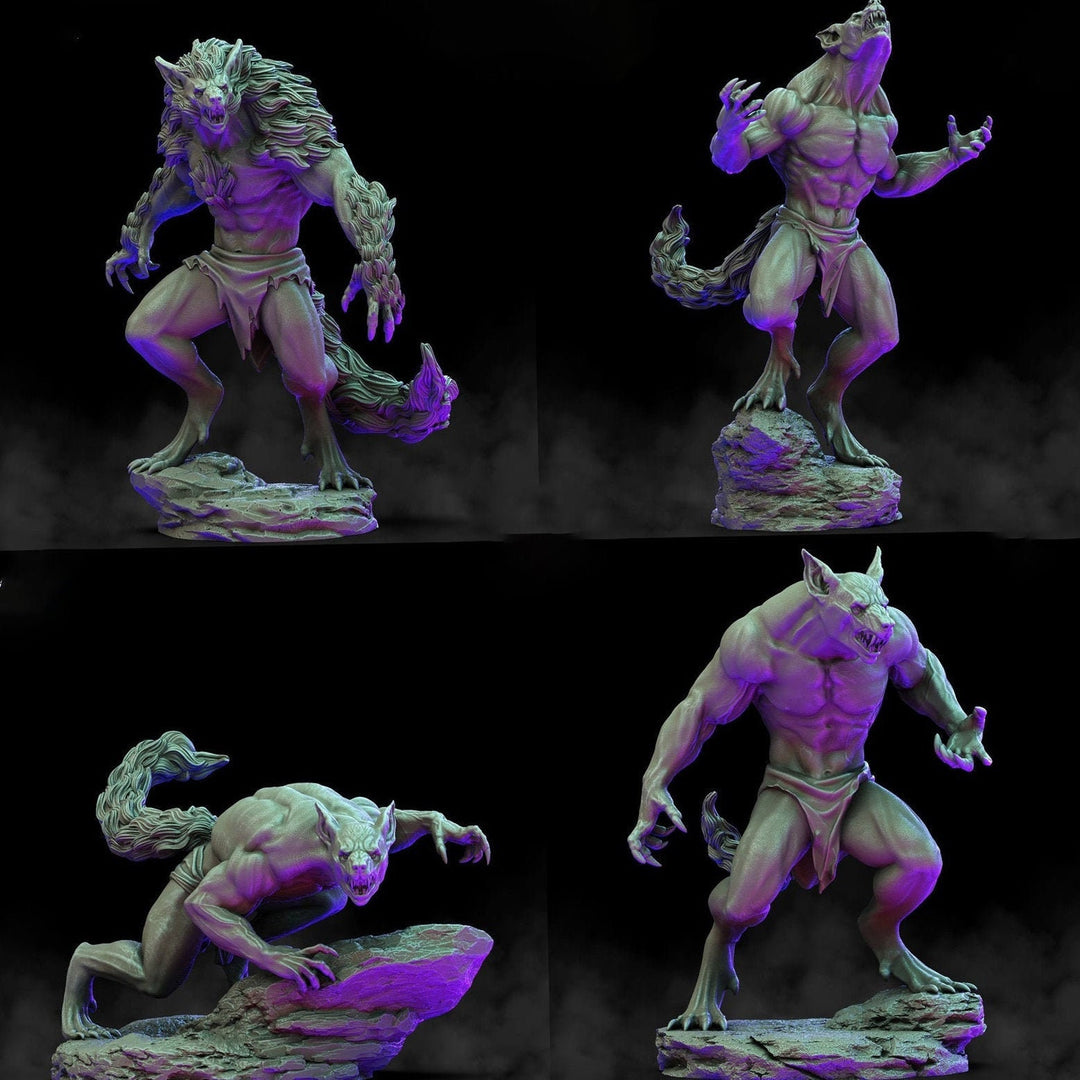Werewolves (4 different models) | 28mm and 32mm scale | 65mm | Resin Miniature | Dungeons and Dragons | Figure for painting |Pathfinder mini