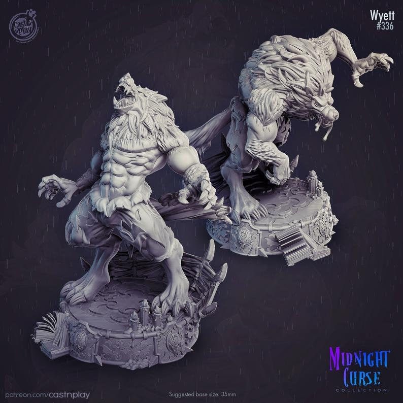 Werewolf | 28mm and 32mm Scale | Werewolf Miniature | Dungeons and Dragons Miniatures Lycan | Pathfinder Miniatures | Figurine | DnD Mini |