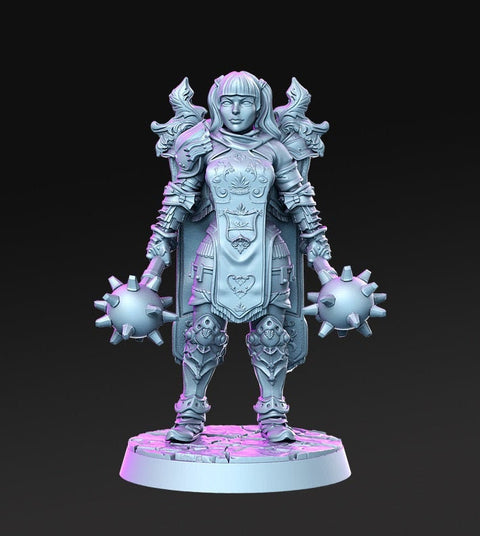 Female Cleric | Sexy Human Cleric | Miniatures | Female 2 Morninstar | Dungeons and Dragons | Pathfinder | War Domain Cleric |