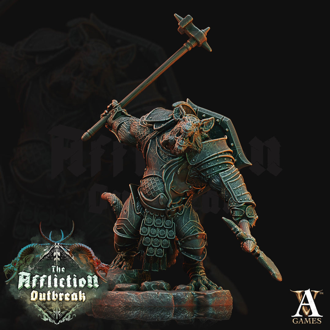 Wererat in Heavy Armor | Resin Miniature | Dungeons and Dragons | 28mm | 32mm | Pathfinder ratfolk | DnD 5e | D&D 5e|