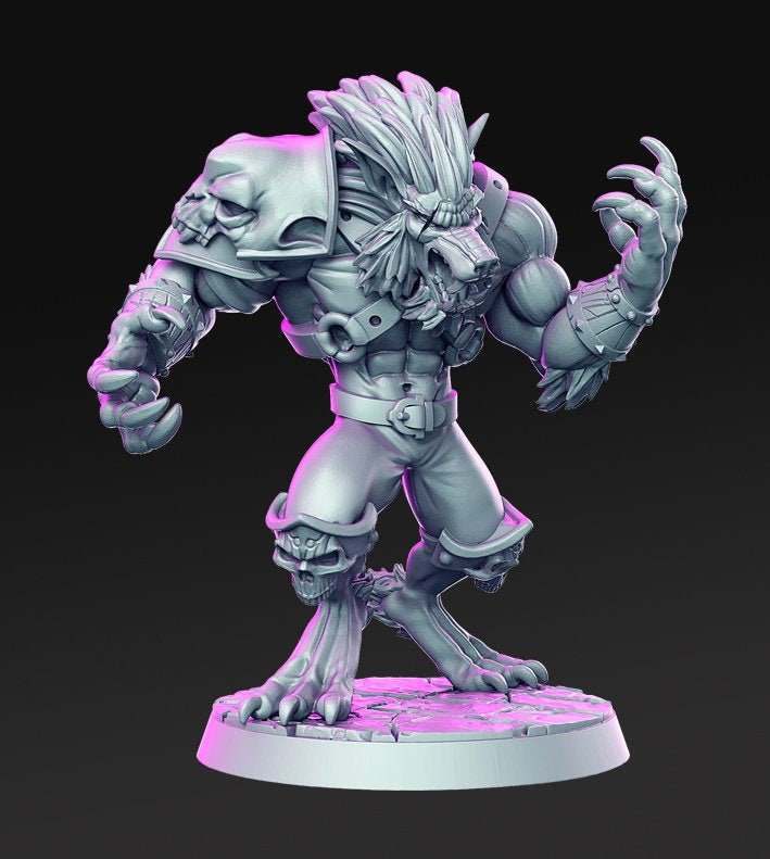 Werewolf | 28mm and 32mm Scale | Werewolf Miniature | Dungeons and Dragons Miniatures Lycan | Pathfinder Miniatures | Figurine | DnD Mini |