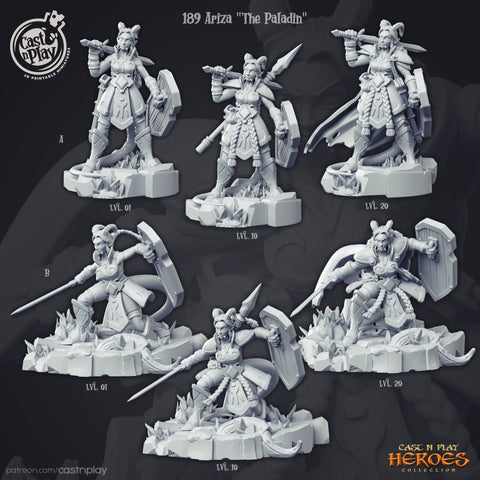 Female Tiefling Paladin - | 28mm and 32mm Scale | Player Character Miniature | Dungeons and Dragons | Pathfinder Miniatures | Figurine |