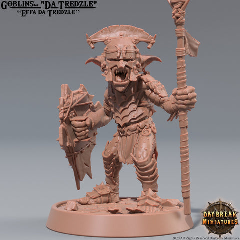 Goblin Chieftain | DnD Miniatures | Dungeons and Dragons | 28mm, 32mm, 75mm scale| Pathfinder | Figure for Painting|