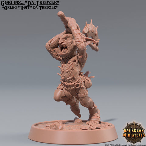 Goblin Axe Warrior | DnD Miniatures | Dungeons and Dragons | 28mm, 32mm, 75mm scale| Pathfinder | Figure for Painting| Gloomspite Glitz