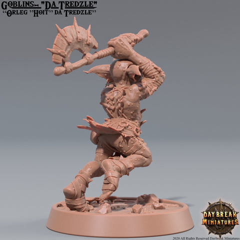 Goblin Axe Warrior | DnD Miniatures | Dungeons and Dragons | 28mm, 32mm, 75mm scale| Pathfinder | Figure for Painting| Gloomspite Glitz