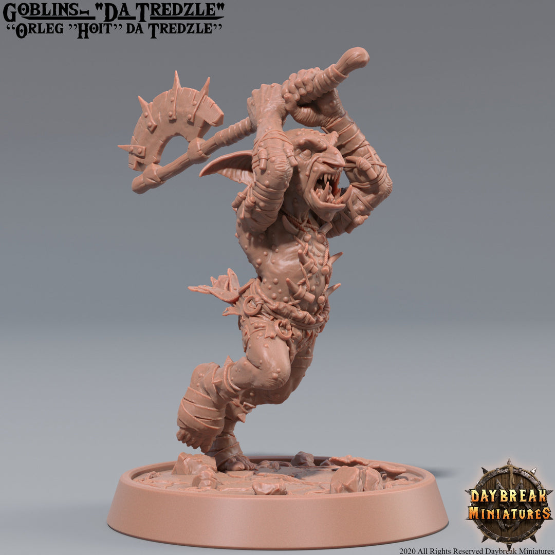 Goblin Axe Warrior | DnD Miniatures | Dungeons and Dragons | 28mm, 32mm, 75mm scale| Pathfinder | Figure for Painting| Gloomspite Glitz