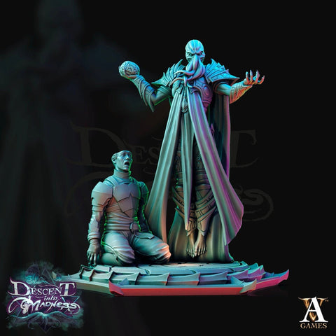 Mind Flayer, Illithid Unpainted Miniature | 28mm, 32mm, 75mm Scales | Dungeons and Dragons | Pathfinder | DnD 5e | Mindflayers | Mindflayer