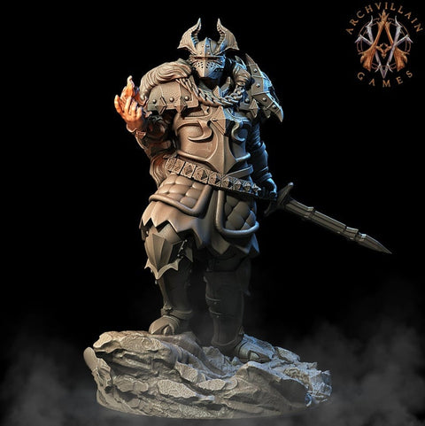 Tiefling Eldritch Knight Fighter Miniature | 28mm, 32mm, 75mm Scales | Dungeons and Dragons | Pathfinder | Figure for Painting |