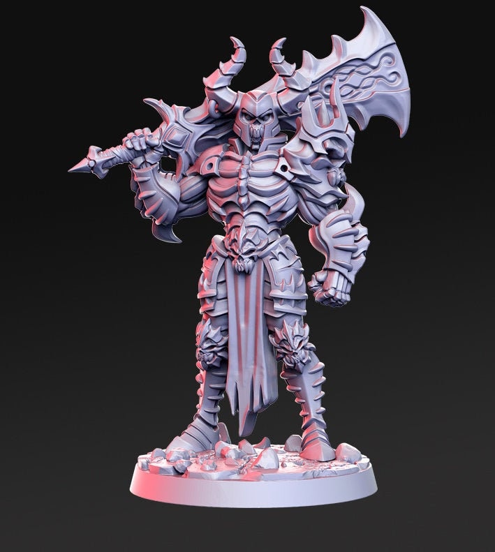 Death Knight | Skeleton Knight | Undead Miniature | Dungeons and Dragons | Undead | 28mm | 32mm | Pathfinder | Figure for Painting |
