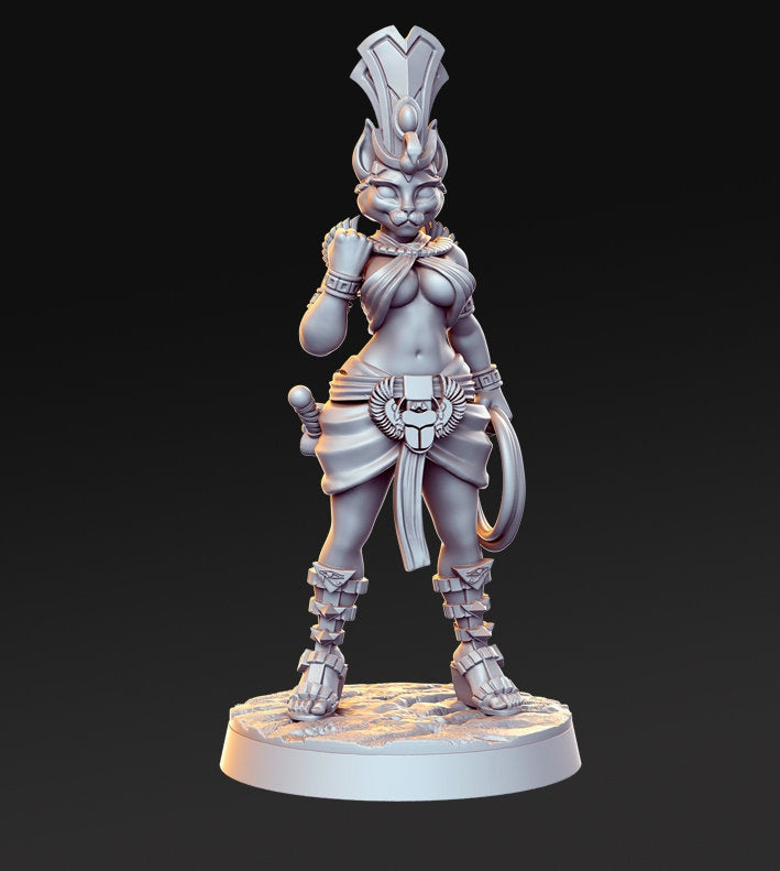 Pinup Female Tabaxi | Dungeons and Dragons figure 28mm Scale | 32mm Scale Miniature | 75mm Scale | Sexy Female unpainted resin Figurine mini