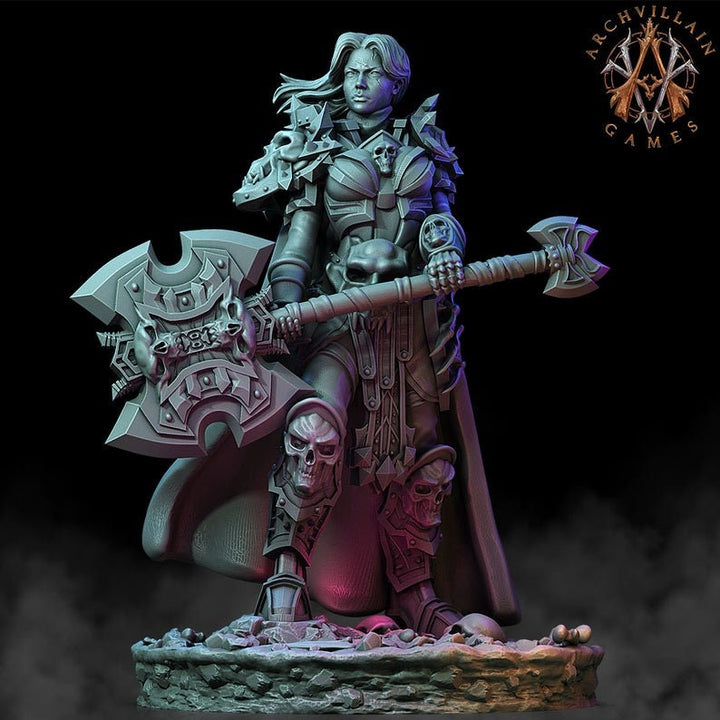 Oathbreaker Female Paladin Chaos Knight Unpainted Miniature | 28mm, 32mm Scales | Dungeons and Dragons | Pathfinder | Frostgrave | DnD