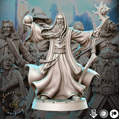 Wizard with staff | 28mm Scale | 32mm Heroic | Minis - D&D, Dungeons and Dragons-