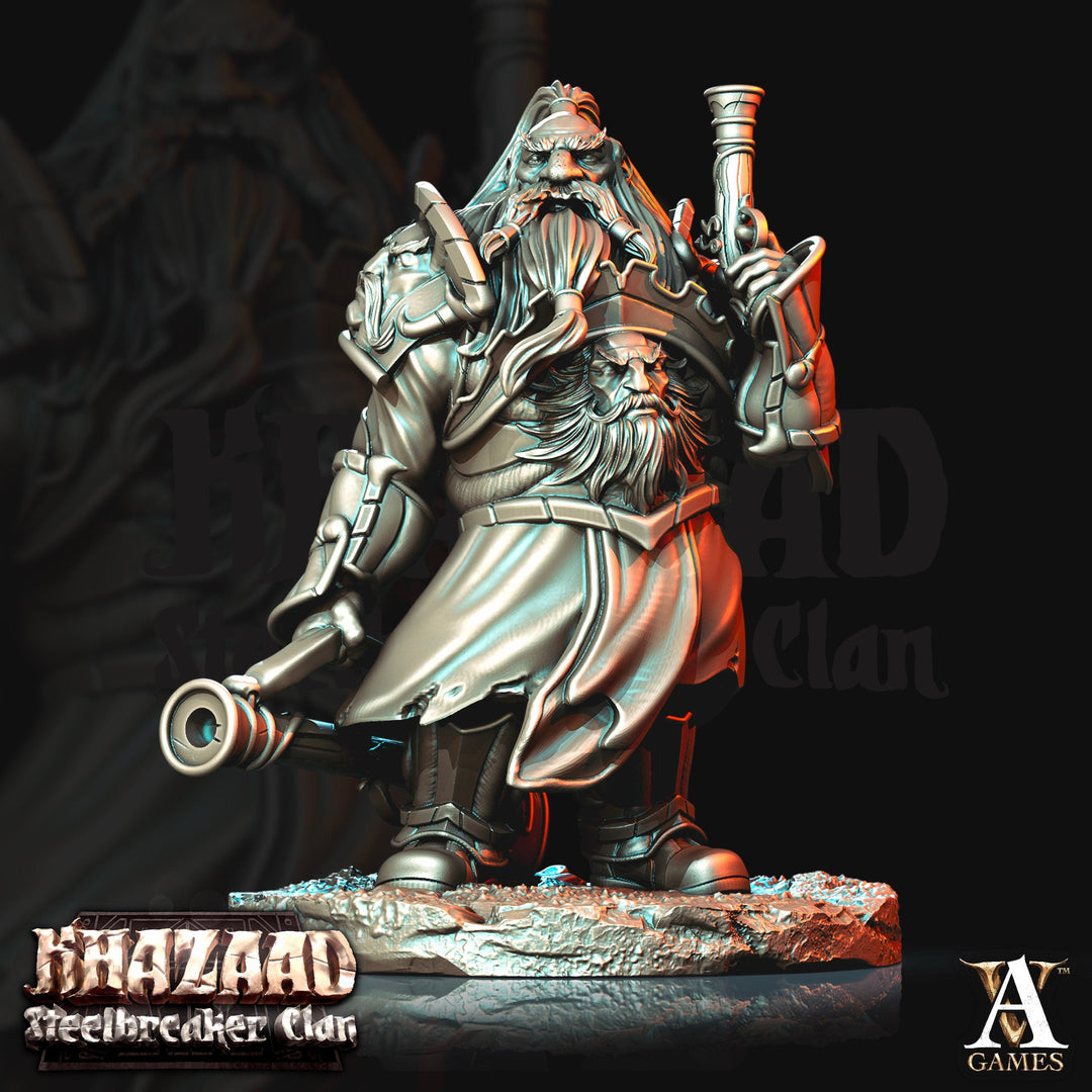 Dwarf Gunslinger Fighter Resin Miniatures | Dungeons and Dragons | 28mm, 32mm, 75mm | Pathfinder | Figure for Painting|