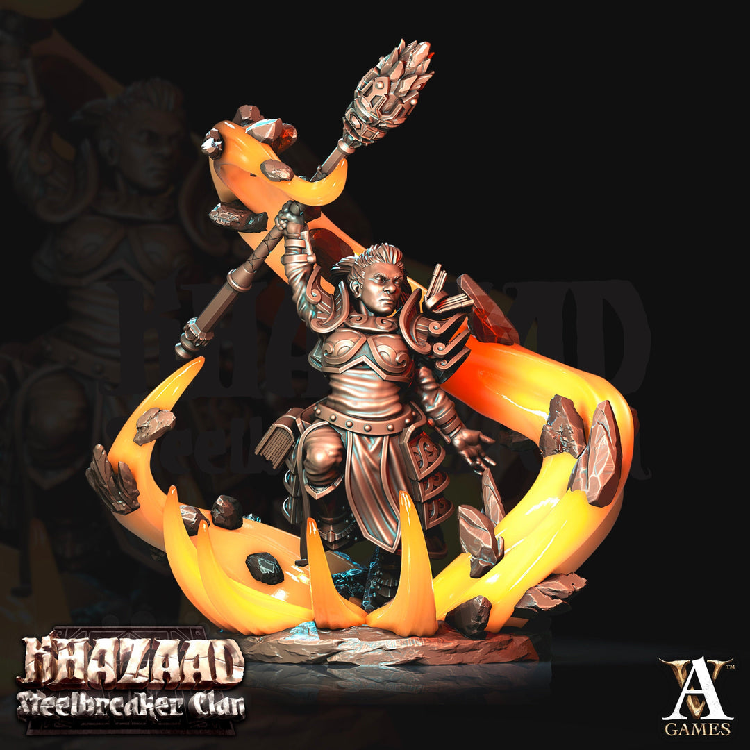 Dwarf Female Wizard Miniature | Mountain Dwarf | Dungeons and Dragons | 28mm, 32mm, 75mm Scales| Pathfinder | Unpainted