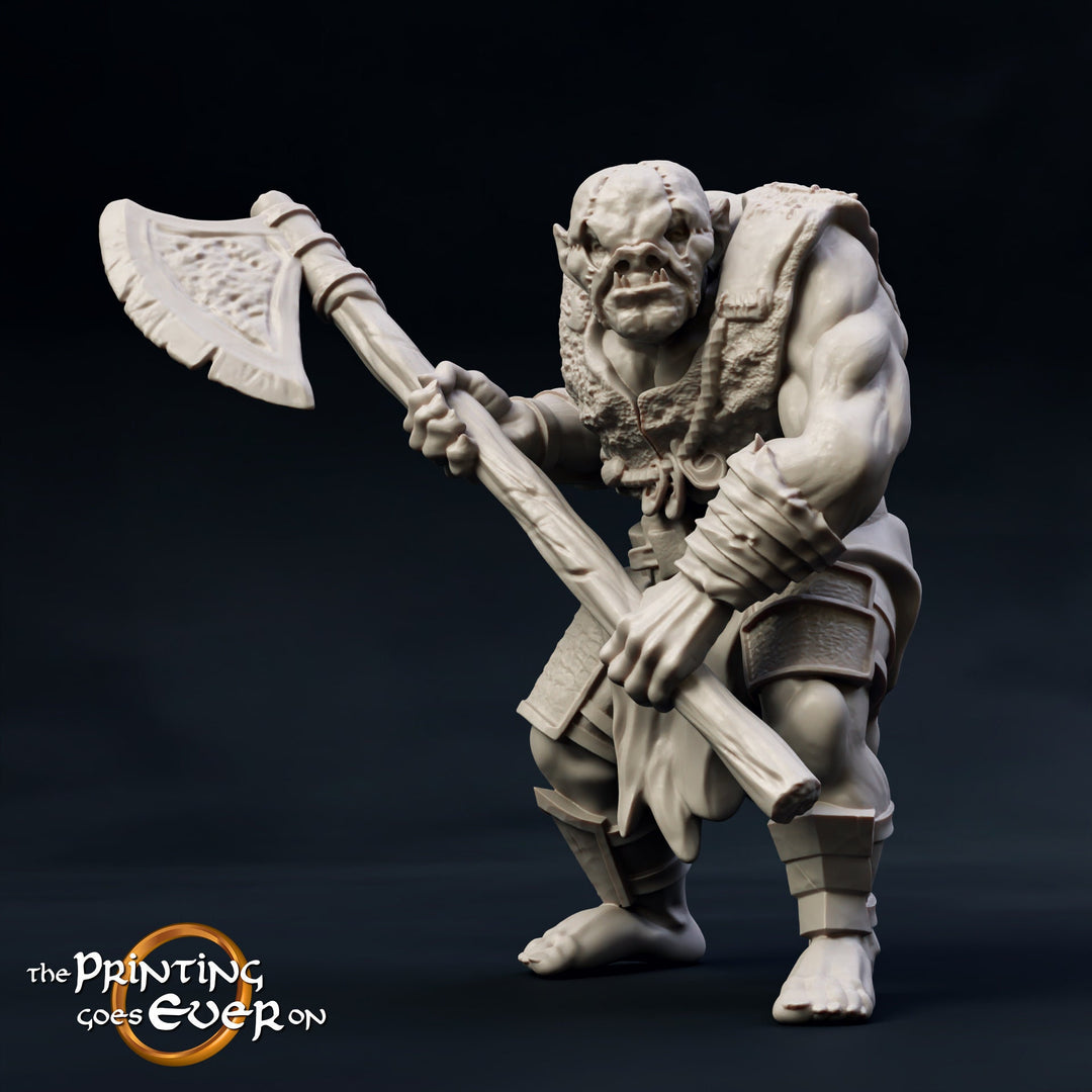 Orc Fighter Miniature | 28mm Scale | 32mm Scale | Pathfinder Figure | DnD | Half-orc Warrior Figurine unpainted |