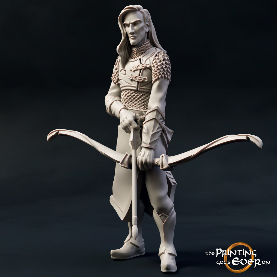 Elf Fighter Ranger Archer in Chainmail | 28mm Scale | 32mm Scale | 75mm Scale Pathfinder Figure | DnD | Elf miniature Figurine unpainted |