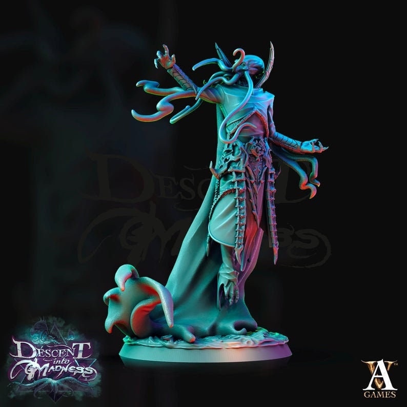 Mind Flayer, Illithid Unpainted Miniature | 75mm Scales | Dungeons and Dragons | Pathfinder | DnD 5e | Mindflayers | Mindflayer