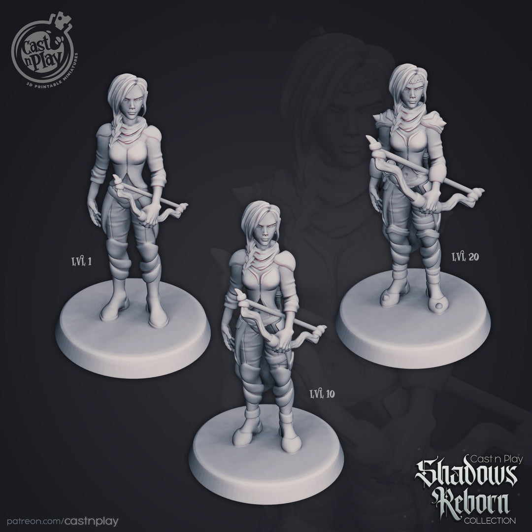 Female Half-Elf Ranger Archer DnD Miniature | Player Character model | Dungeons and Dragons | 28mm, 32mm, 75mm | Pathfinder | Unpainted |