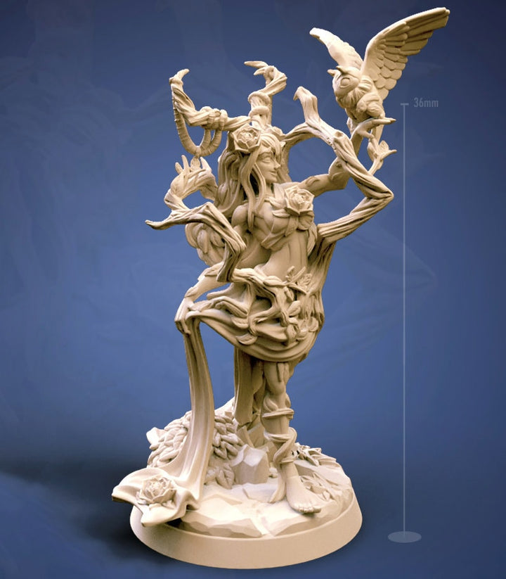 Dryad / Female Elf Druid Miniatures D &amp; D| 28mm, 32mm, 54m|75m|100mm Pathfinder | Unpainted Resin 3d printed | Ylthari&