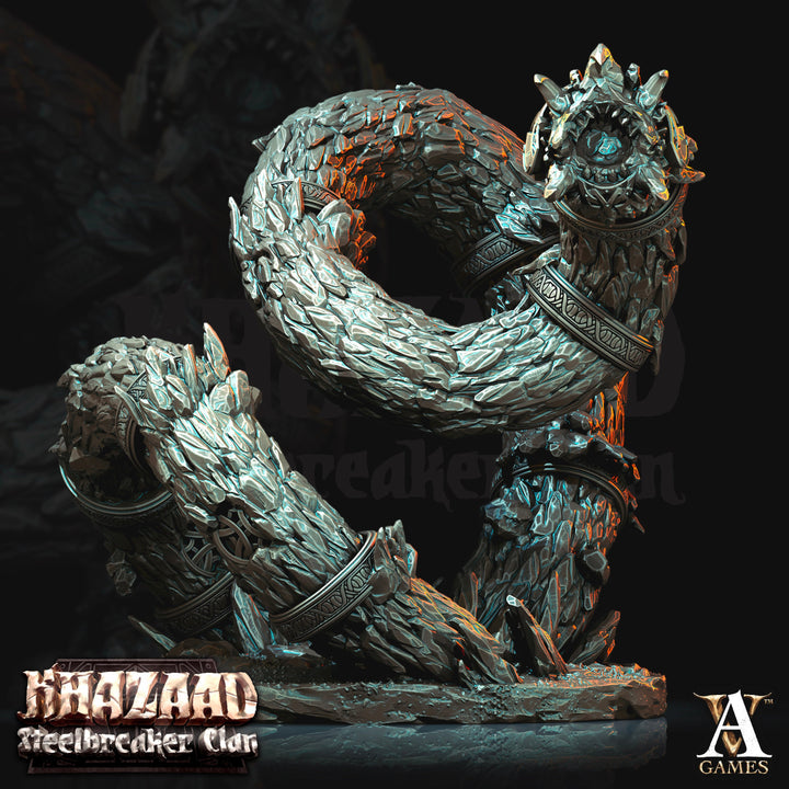 Dwarf Fighter Mounted on Gargantuan Worm | 130mm, Scale 28mm/32mm | Resin Miniature | Dungeons and Dragons Pathfinder