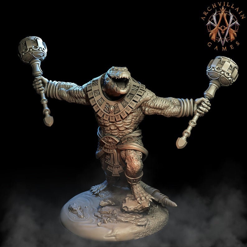 Lizardfolk Crocodilian Lizardman | 32mm scale 60mm | 28mm scale 55mm | Dungeons and Dragons Resin miniature | 3d printed |Unpainted Figure |