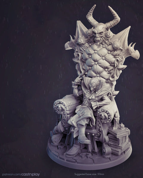 Vampire Lord Strahd on throne | 28mm, 32mm, 75mm Scale | Undead Dungeons and Dragons 5e Miniatures | Pathfinder | Figurine | DnD Mini |