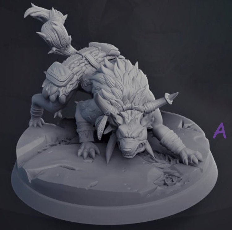 Hyenas - | 28mm and 32mm Scale | Animal Monster Miniature | Dungeons and Dragons | Pathfinder Miniatures | Figurine | DnD Wolf mini |