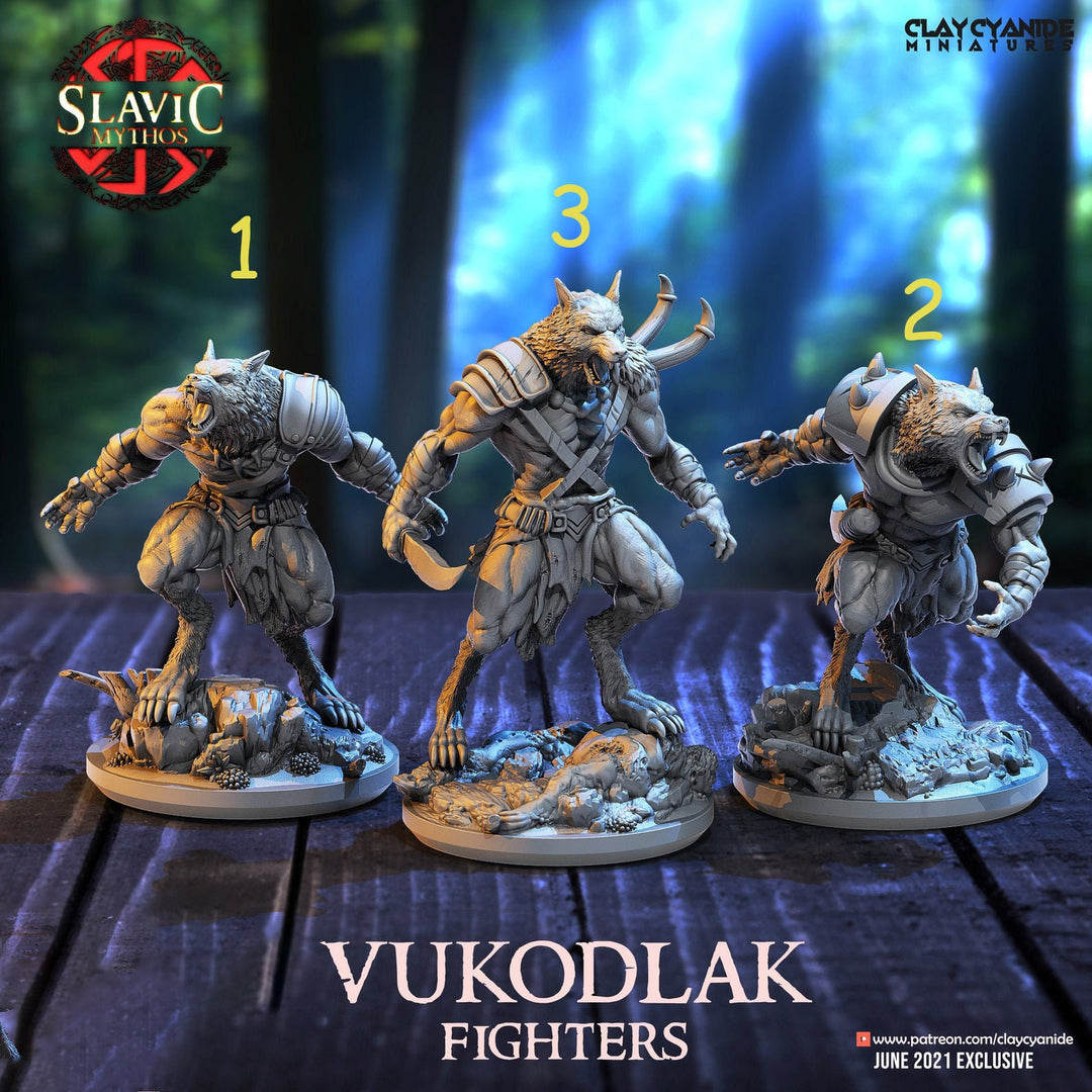 Werewolf Fighter (3 different models) | 28mm, 32mm,75mm Scales | Resin Miniature | Dungeons and Dragons | Figure for painting |Pathfinder |