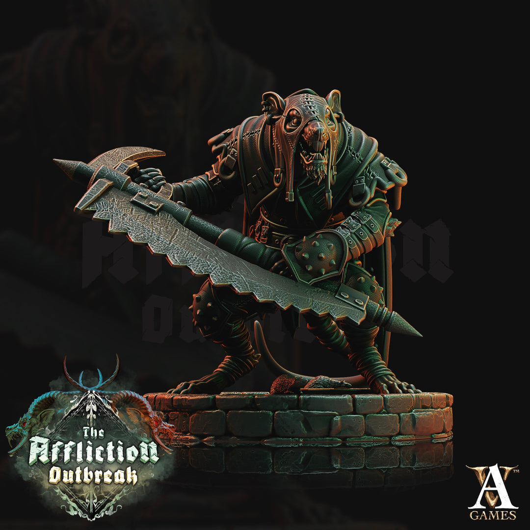 Wererat in Heavy Armor | Resin Miniature | Dungeons and Dragons | 28mm,32mm,75mm Scales | Pathfinder ratfolk | D&D |