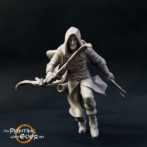 Human Ranger Fighter with Bow and Arrows | Miniature | 28mm Scale | 32mm Scale | Pathfinder Figure | DnD | Human Ranger Figurine unpainted |