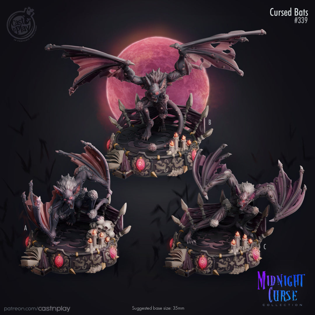 Cursed Bats | 28mm, 32mm Scale | Vampire Animal Monster Miniature | Dungeons and Dragons | Pathfinder Miniatures | Figurine | DnD bat mini |