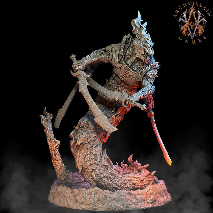Salamander Noble Champion | 32mm scale 70mm | 28mm scale 60mm | Dungeons and Dragons Resin miniature | 3d printed |Unpainted Figure |
