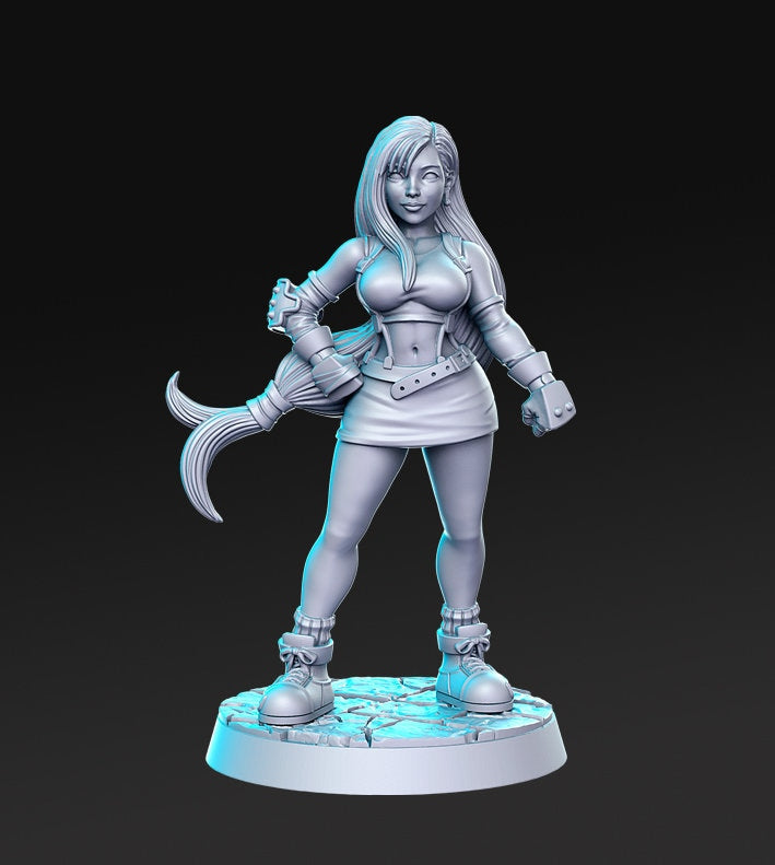 Female Monk Dhiva Classic JRPG |28mm Scale| 32mm Scale Miniature | 75mm Scale Unpainted resin Figurine D&D Tabletop Fantasy Miniature Gaming