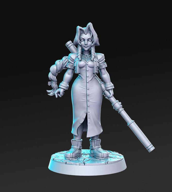 Female adventurer Eria JRPG | 28mm Scale | 32mm Scale Miniature | 75mm Scale Unpainted resin Figurine D&D Tabletop Fantasy Miniature Gaming