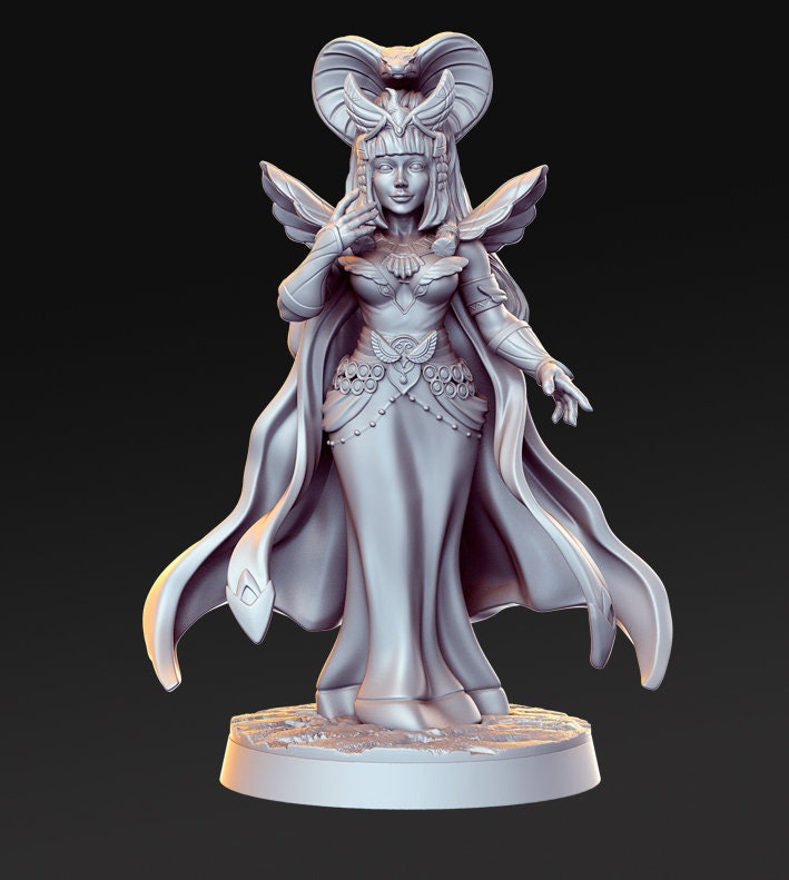 Sexy Female Egyptian Cleric Queen | 28mm, 32mmm, 75mm Scale Unpainted resin Figurine D&amp;D Tabletop Fantasy Miniature Gaming