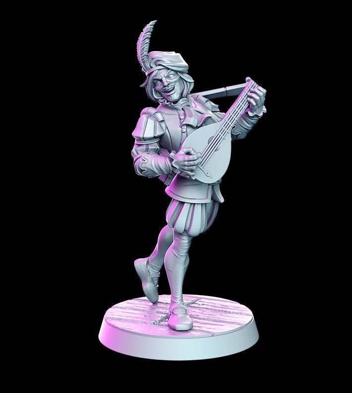 Human Bard Classic JRPG 28mm,32mm,75mm Scale Miniature Unpainted resin Figurine D&amp;D Tabletop Fantasy Miniature Gaming