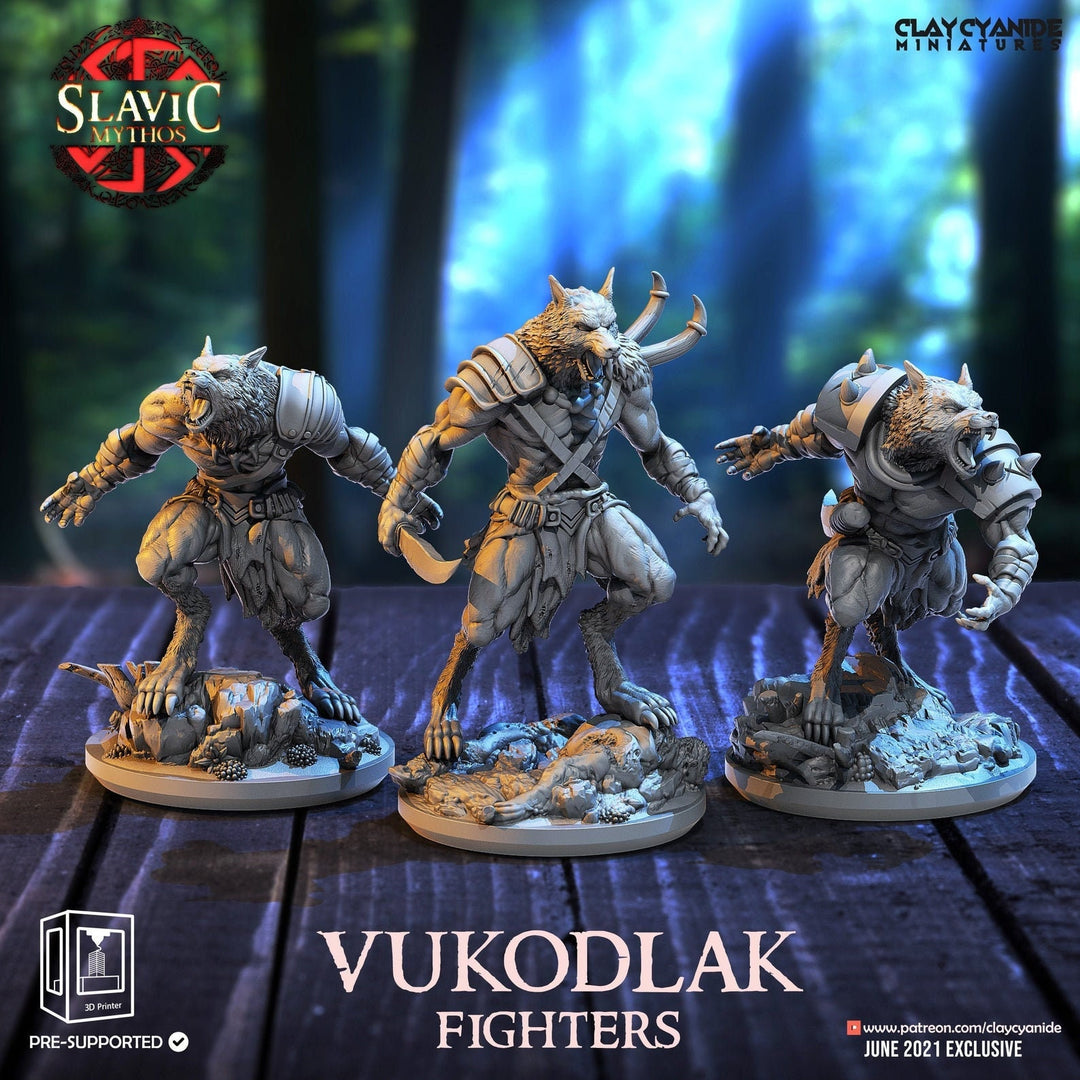 Werewolf Fighter (3 different models) | 28mm, 32mm,75mm Scales | Resin Miniature | Dungeons and Dragons | Figure for painting |Pathfinder |