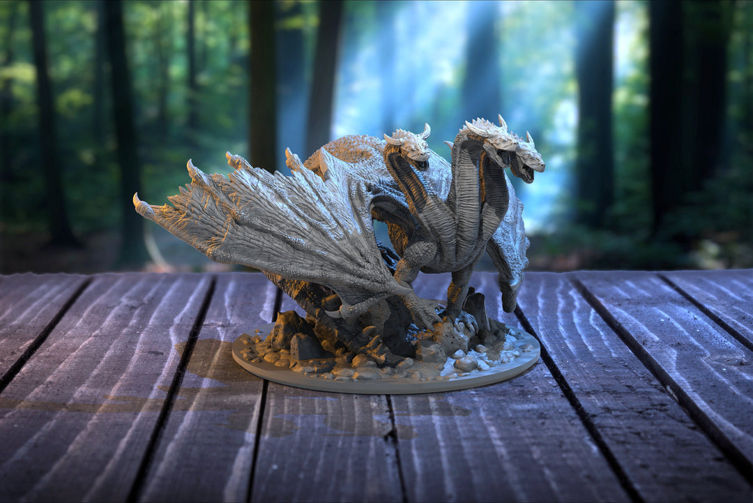 Dzalmus -Dzalmaus 3 headed dragon | 85mm tall Resin Miniature | Dungeons and Dragons | Pathfinder Miniatures | DnD 5e | Figure Role Playing