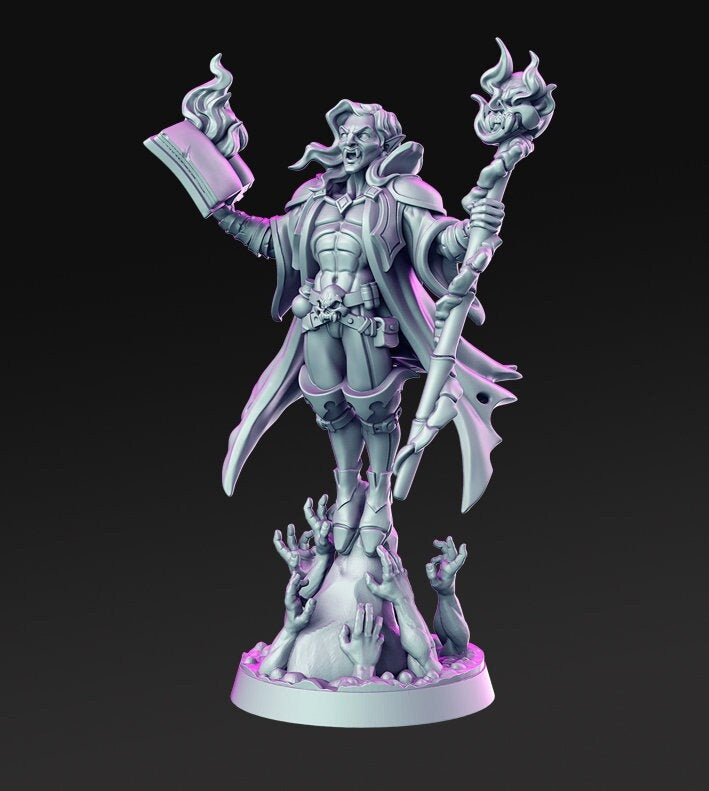 Vampire Wizard | Vampire Lord Necromancer | Undead Miniature | Dungeons and Dragons | 28mm | 32mm | Pathfinder | Figure for Painting | DnD