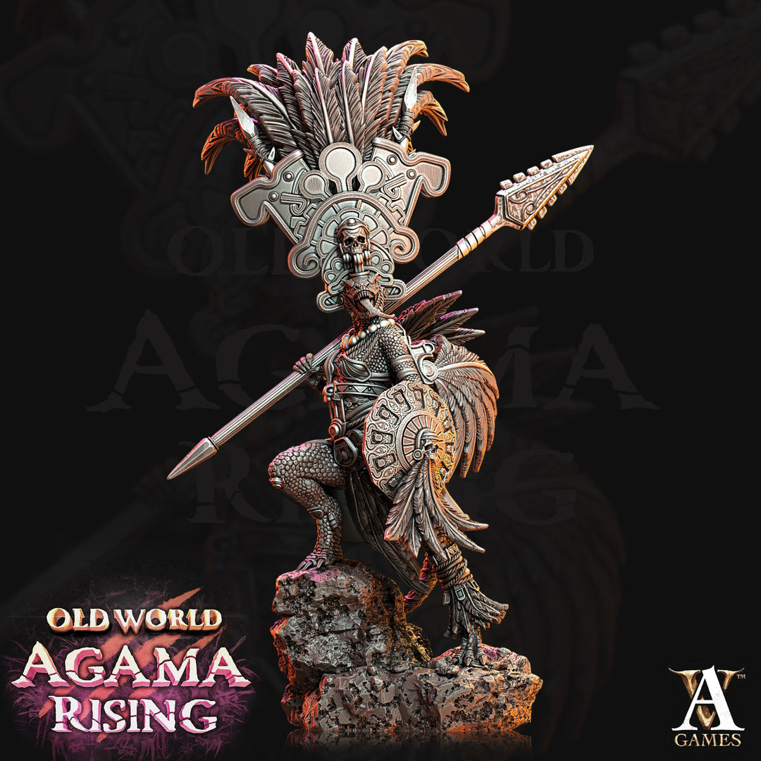 Lizardfolk Lizardman Skink Starpriest | 32mm,75mm Scales | Dungeons and Dragons | Unpainted Figure |