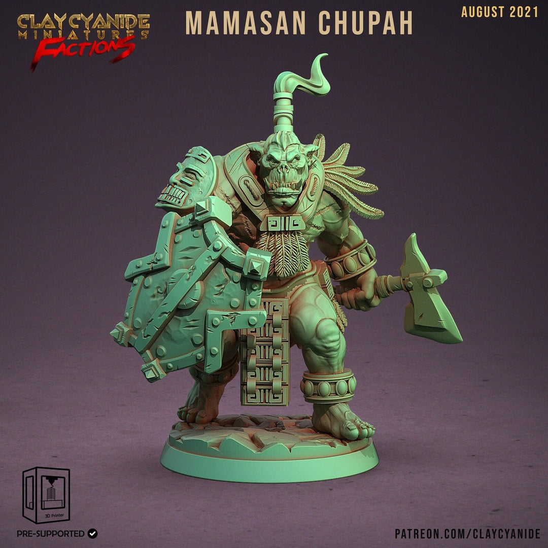 Orc Shield and Axe | Orc | 28mm, 32mm, 75mm Scale Resin Miniature | Dungeons and Dragons | Pathfinder |