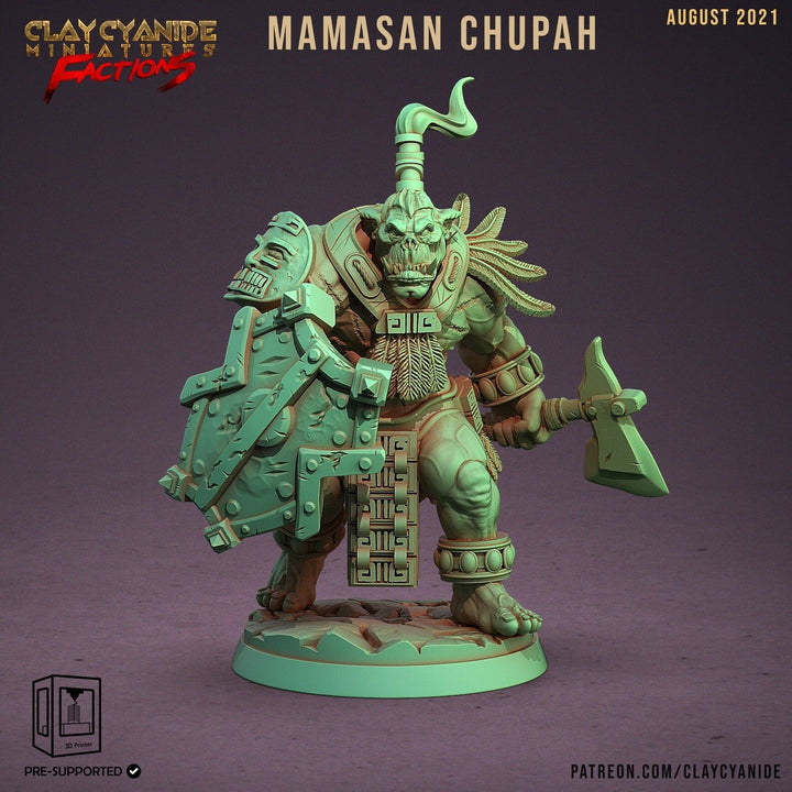 Orc Shield and Axe | Orc | 28mm, 32mm, 75mm Scale Resin Miniature | Dungeons and Dragons | Pathfinder |