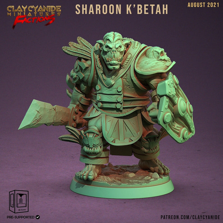 Orc Shield and Sword | 28mm, 32mm, 75mm Scale Resin Miniature | Dungeons and Dragons | Pathfinder |