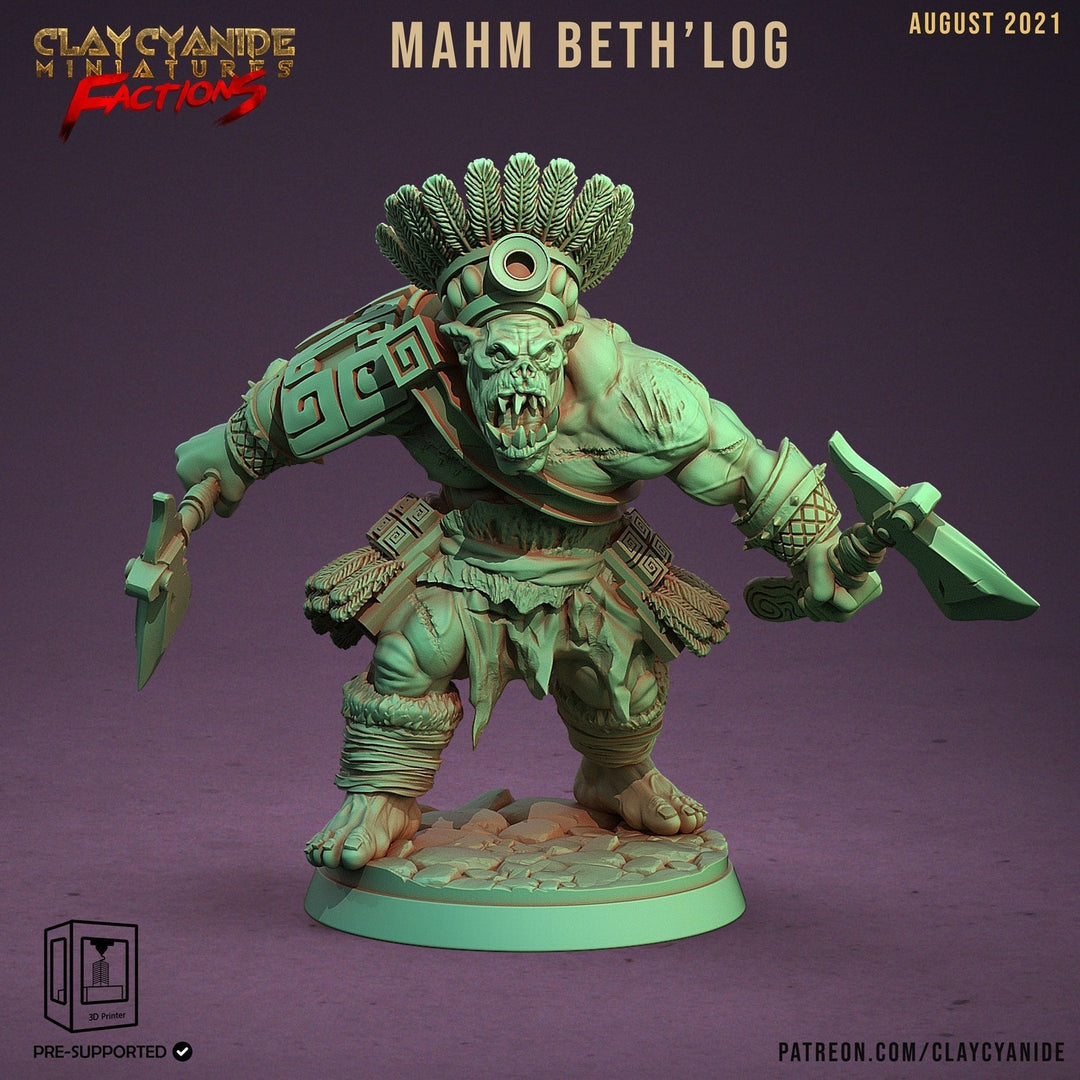 Orc Two Axes | 28mm, 32mm, 75mm Scale Resin Miniature | Dungeons and Dragons | Pathfinder |