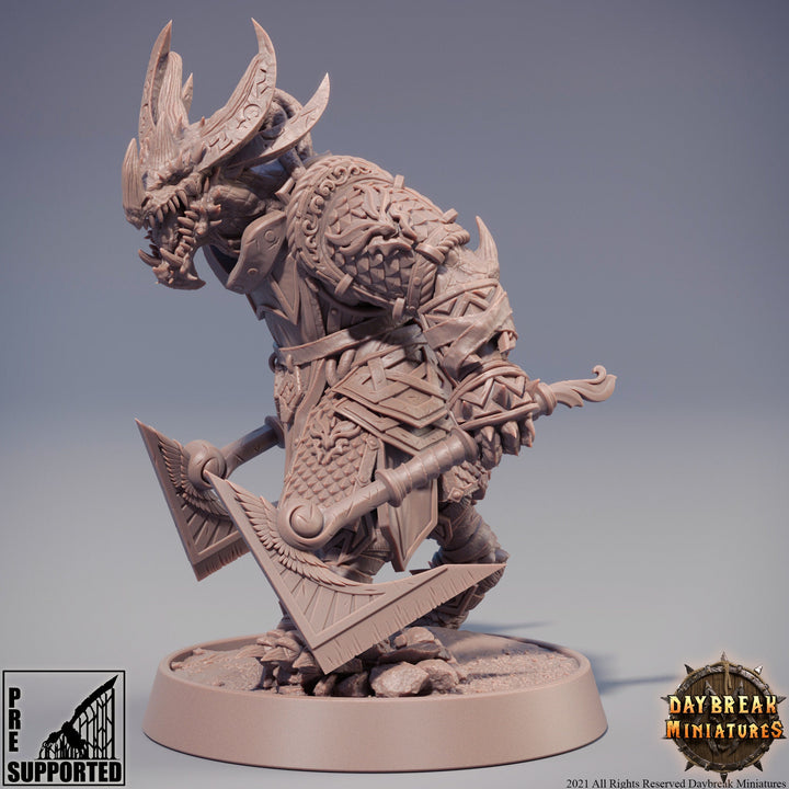 Dragonborn Fighter Two weapon style axes | 28mm, 32mm,54mm,75mm,100mm Scale Resin Miniature | Dungeons and Dragons Miniatures | Pathfinder |