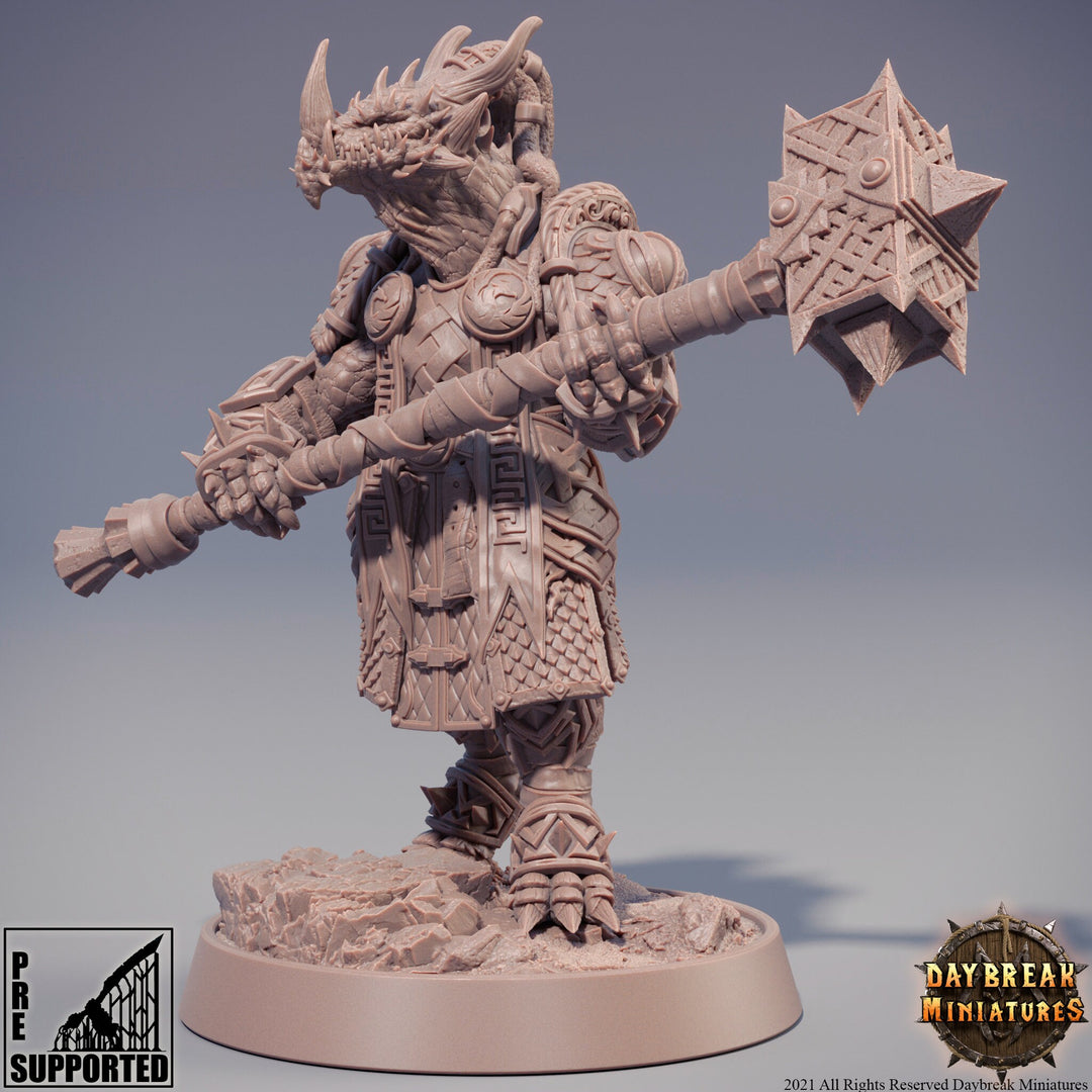 Dragonborn Paladin 2handed Maul model | 28mm, 32mm, 75mm Scale Resin Miniature | Dungeons and Dragons Miniatures | Pathfinder |