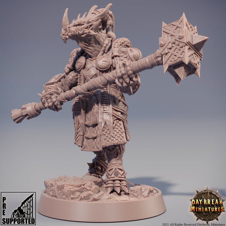 Dragonborn Paladin 2handed Maul model | 28mm, 32mm, 75mm Scale Resin Miniature | Dungeons and Dragons Miniatures | Pathfinder |