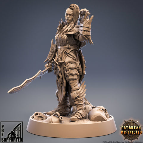 Female Vampire Warrior 2 weapon style | 28mm, 32mm, 75mm Scale | Dungeons and Dragons | Pathfinder | Strahd |