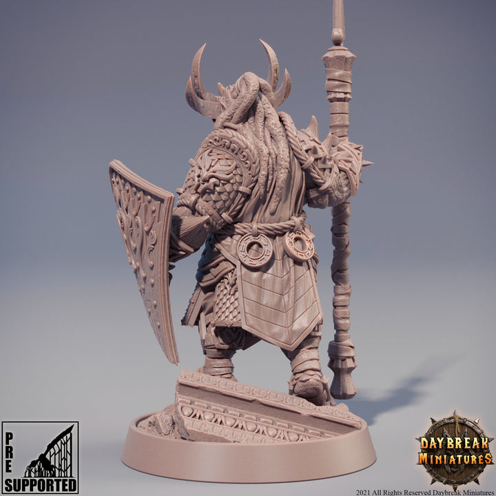 Dragonborn Fighter Spear and Shield | 28mm, 32mm, 75mm Scale Resin Miniature | Dungeons and Dragons Miniatures | Pathfinder |