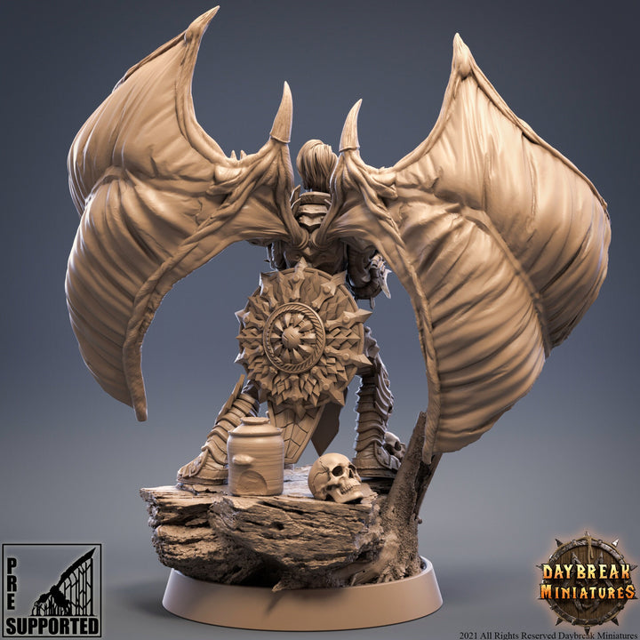 Winged Female Vampire Lord with Axe | 28mm, 32mm, 75mm Scale Resin Miniature | Dungeons and Dragons | Pathfinder | Strahd